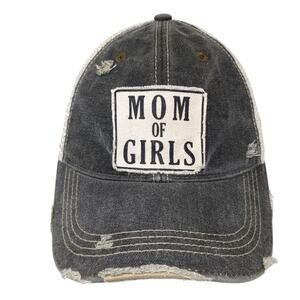 Mom Of Girls Snapback Trucker Hat Gray One Size Adjustable Mesh Back Distressed